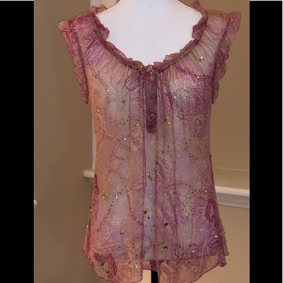 Diane Von Furstenberg Tops - Silk Dianne Von Furstenberg Sweet Pink Glitter Top Diane Von Furstenberg Tops - Silk Dianne Von Furstenberg Sweet Pink Glitter Top